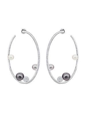 Swarovski Rhodium-plated Canopy Hoop Pierced Earrings