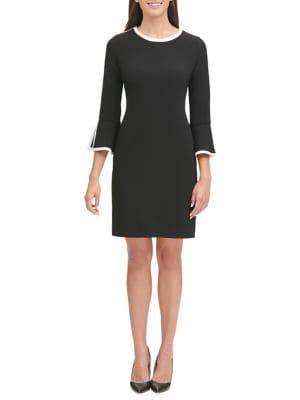 Tommy Hilfiger Scuba Crepe Bell Sleeve Sheath Dress