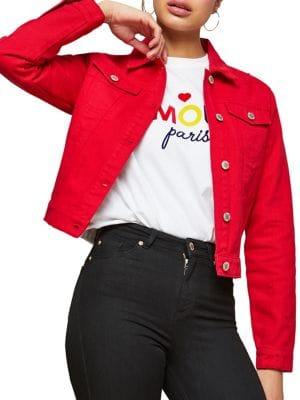 Miss Selfridge Ripped Cropped Denim Jacket