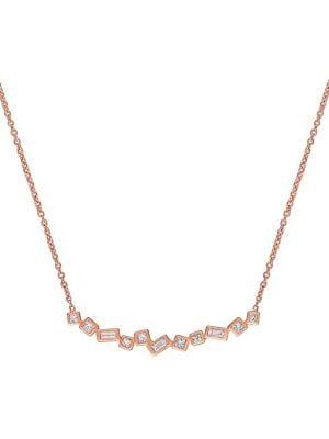 Sonatina 14k Rose Gold & Diamond Geometric Bar Necklace