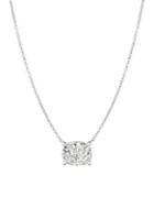 Crislu Radiant Cushion Cuts Crystal, Sterling Silver And Pure Platinum Pendant Necklace