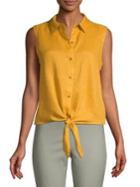 Vince Camuto Petite Tie-front Linen Top