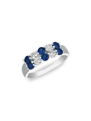 Morris & David 14k White Gold, Diamond & Sapphire Ring