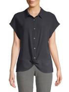Jones New York Twist Button Front Blouse