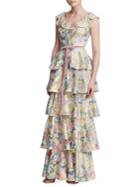 Marchesa Notte Floral Ruffle A-line Gown