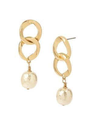 Miriam Haskell Goldtone Bead Link Linear Earrings