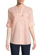 Calvin Klein Linen Roll Tab Blouse