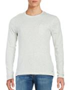 Selected Homme Heathered Cotton-blend Long-sleeve Tee