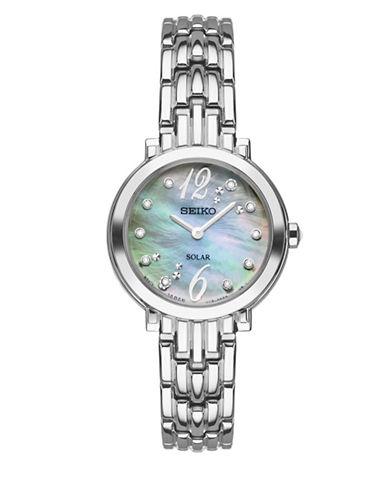 Seiko Tressia Solar Diamond Silvertone Stainless Steel Bracelet Watch