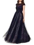 Xscape Embellished Floral Lace Sheer Gown