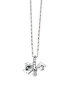 D For Diamond Sterling Silver & Diamond Bow Pendant Necklace