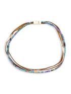 Design Lab Goldtone And Leather Multicolor Crystal Necklace