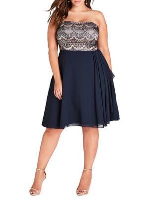 City Chic Plus Eyelash Ebony Strapless Dress