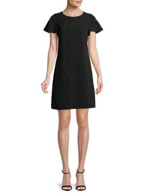 Imnyc Isaac Mizrahi Textured Flounce Sleeve Shift Dress