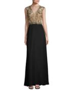 Tadashi Shoji Sleeveless Illusion Lace Gown