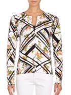 Lord & Taylor Abstract Floral Cardigan