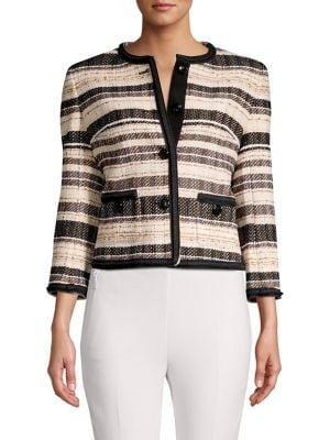 Anne Klein Striped Tweed Blazer