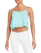 Design Lab Lord & Taylor Cropped Ruffled Tank Top