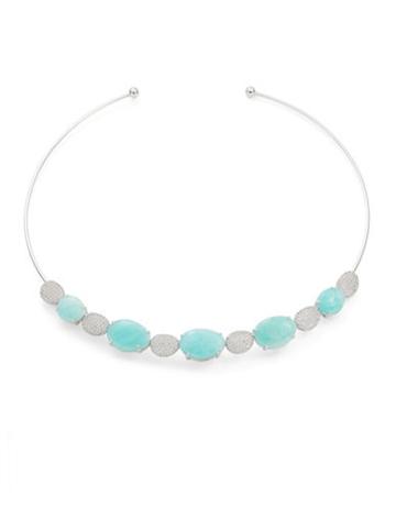 Nadri Sterling Silver, Stone And Pave Choker Necklace
