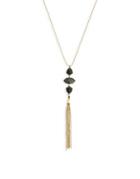 Jessica Simpson Wallflower Fashion Black Crystal Recon Tassel Necklace