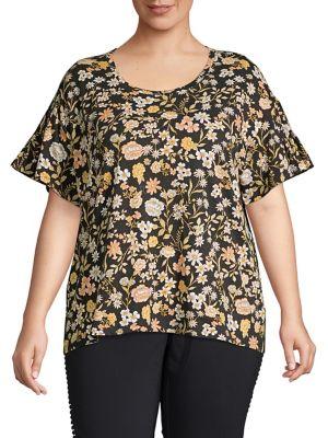 Lord & Taylor Plus Floral-print Cotton Tee