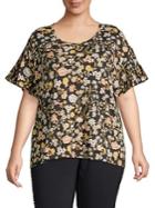 Lord & Taylor Plus Floral-print Cotton Tee