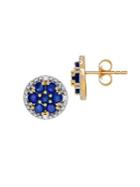 Lord & Taylor Diamond, Blue Sapphire And 14k Yellow Gold Flower Stud Earrings