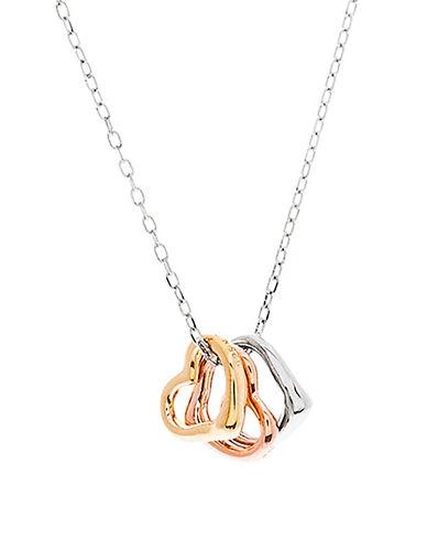Lord & Taylor Sterling Silver Tri-tone Floating Hearts Necklace