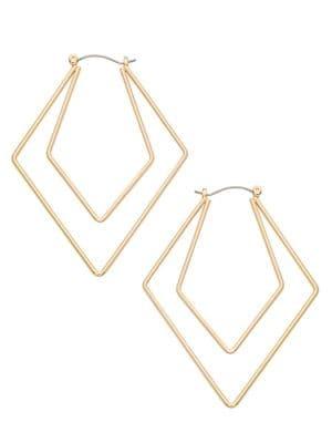 Design Lab Goldtone Double Geometric Hoop Earrings