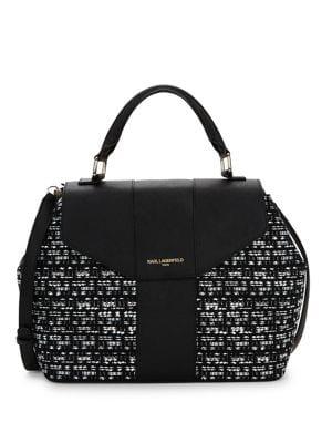Karl Lagerfeld Paris Paris Tweed Leather Satchel