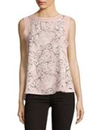 Ivanka Trump Floral Lace-trim Sleeveless Top