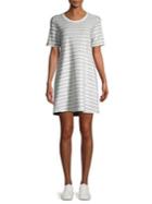 Bcbgeneration Scalloped Stripe Cotton T-shirt Dress