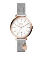 Fossil Jacqueline Three-hand Date Mesh Stainless Steel Bracelet Watch