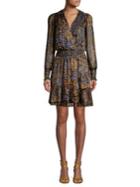 Michael Michael Kors Ruffle-trimmed Mixed-print Blouson Dress