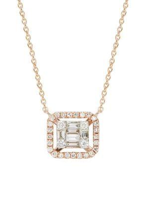 Lord & Taylor 14k White And Rose Gold Diamond Pendant Necklace