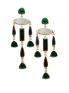 Sole Society Goldtone And Multicolored Stone Statement Chandelier Earrrings