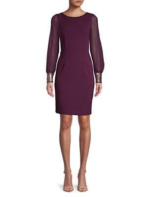 Calvin Klein Embellished-cuff Sheath Dress