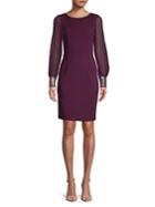 Calvin Klein Embellished-cuff Sheath Dress