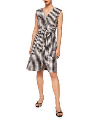 Mango Textured Bow Cotton Shirtdress