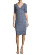 Adrianna Papell Stripe Lace Short Cocktail Dress