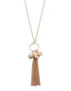 Design Lab Lord & Taylor Charm And Tassel Faux Pearl Necklace