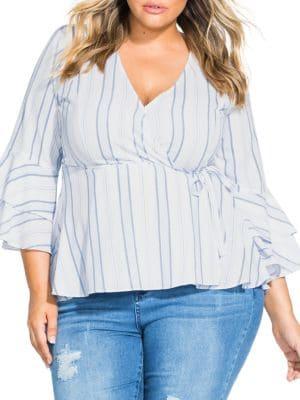 City Chic Plus Softly Striped Blouse