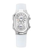 Philip Stein Ladies Large Signature Stainless Steel Dual Time Zone Watch