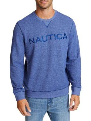 Nautica Logo Crewneck French Terry Pullover