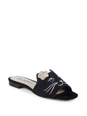 Karl Lagerfeld Paris Roz Cat Leather Sandals