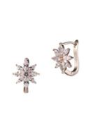 Anne Klein Rose Goldtone And Crystal Flower Earrings