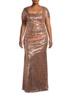 Quiz Curve Plus Glitter Ruched Side Evening Gown