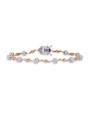Sonatina Two-tone 14k White Gold, Rose Gold & Diamond Stationed Tennis Bracelet