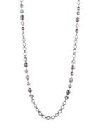 Carolee Hematite And Glass Stone And 15mm Freshwater Pearl Station Necklace
