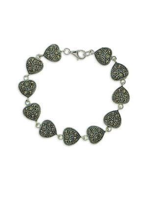 Designs Sterling Silver & Marcasite Heart Link Bracelet
